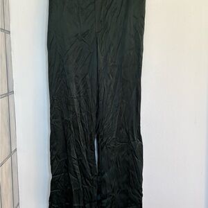 Madewell Hunter Green Elastic-Waist Satin Pants